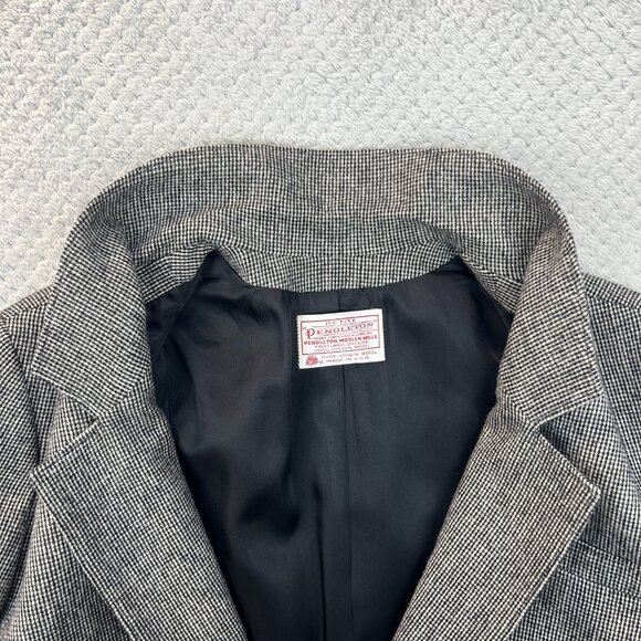 Vtg Pendleton Petite Womens Blazer Micro Plaid Woolen Mills 100% Virgin Wool 12 - Picture 13 of 13